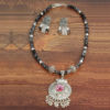 Necklace and Earring set with Crystals- Black