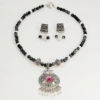 Necklace and Earring set with Crystals- Black - Image 2