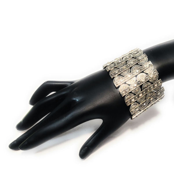 Oxidised Stretch Bracelet with stones - Image 3