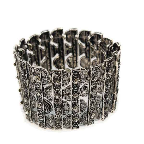 Oxidised Stretch Bracelet with stones
