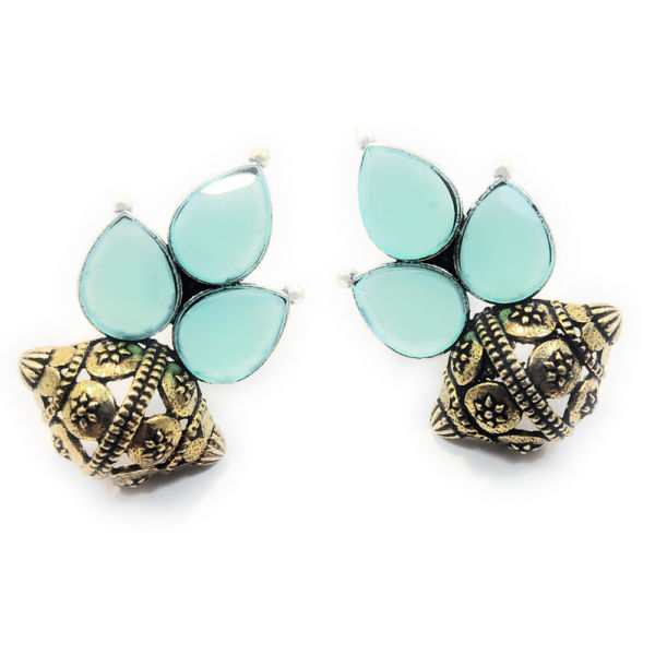 Shankh Design Stone Earrings