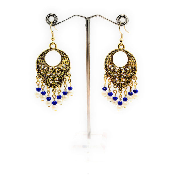 Shehzaadi Golden Chandelier Earrings
