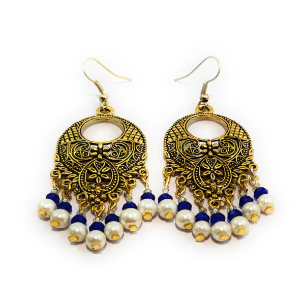 Shehzaadi Golden Chandelier Earrings - Image 2