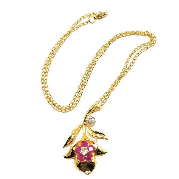 Partywear Floral design AD Fashion Pendant Necklace and Earring set - Image 6