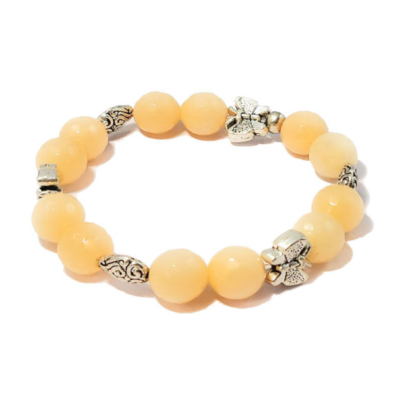 Stone and Butterfly Beads Bracelet- Peach