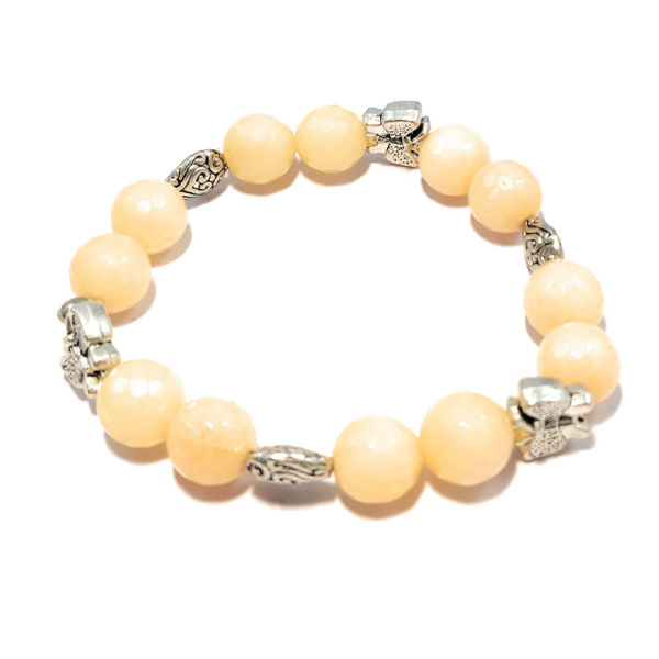 Stone and Butterfly Beads Bracelet- Peach - Image 3
