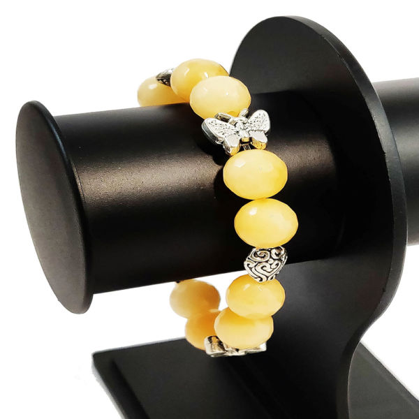 Stone and Butterfly Beads Bracelet- Peach - Image 2