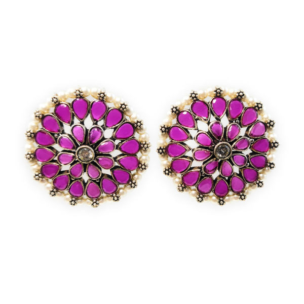 Large Faux Pearl Kundan earrings