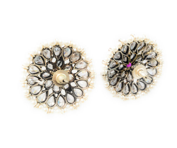 Large Faux Pearl Kundan earrings - Image 2
