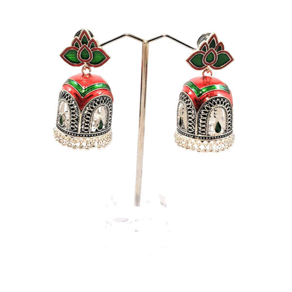Meenakari Bell Design Jhumka earrings