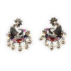 Peacock Design Stud Earrings with Square Stones - Image 3
