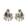 Peacock Design Stud Earrings with Square Stones