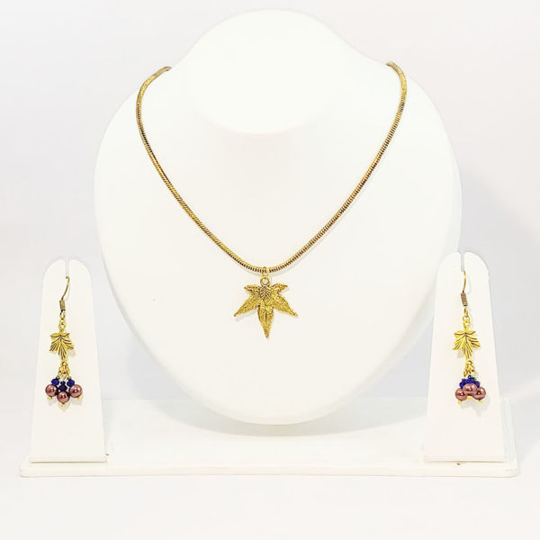 Grape Leaf Design Necklace and Earring Set - Image 2