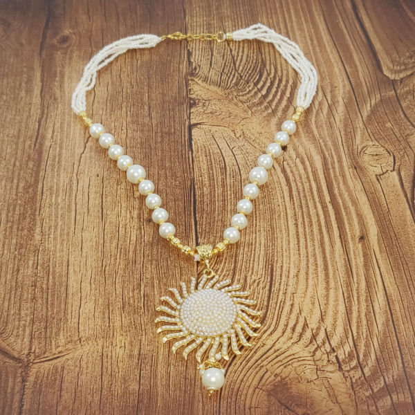 Partywear Faux Pearl Necklace & Earring Set