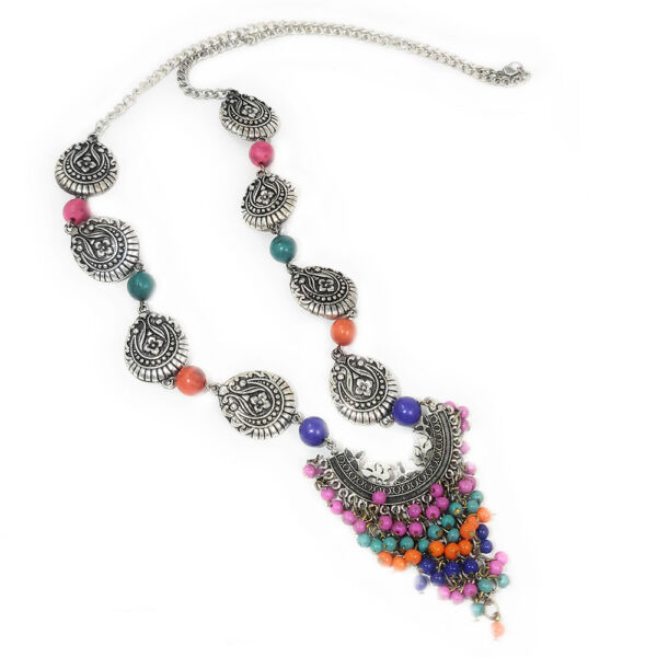 Multicolour Beaded Peacock Necklace - Image 2