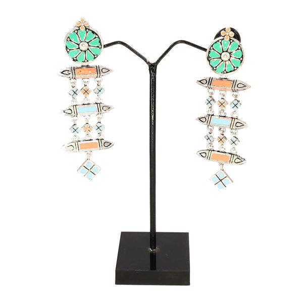 Geometric Design Multicolour Meena Earrings