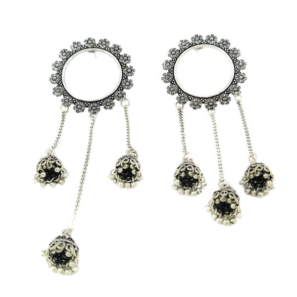 Oxisdised Floral Multi Jhumkas
