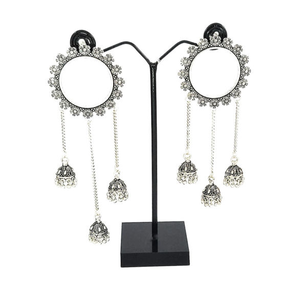 Oxisdised Floral Multi Jhumkas