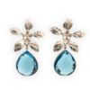Floral Design Crystal Earring (Design EARG6)- Blue