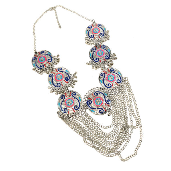 Floral Meenakari Multi-strand Chain Necklace - Image 4