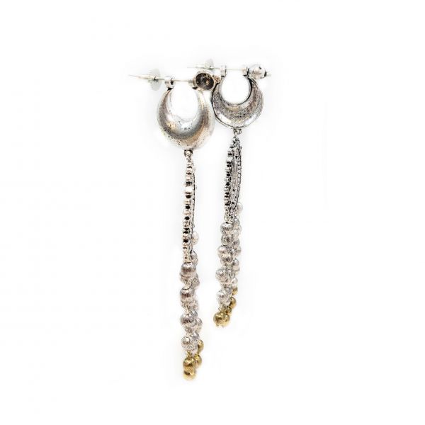 Long Oxidised Dual Colour Trishul Dangle & Drop Earrings - Image 3
