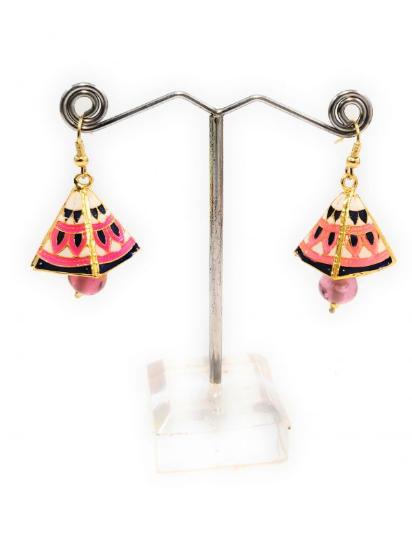 Aztec Design Meenakari Mini Jhumkas Combo for Women (Set of 2) - Image 5