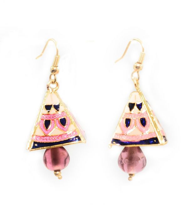 Aztec Design Meenakari Mini Jhumkas Combo for Women (Set of 2) - Image 4