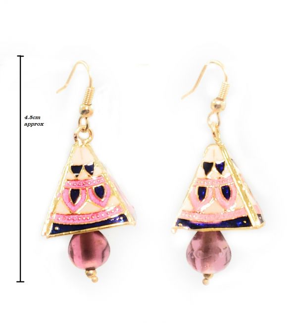 Aztec Design Meenakari Mini Jhumkas Combo for Women (Set of 2) - Image 6