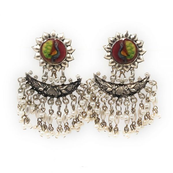 Peacock Design Oxisidised Necklace and Earring Set for Women - Image 3
