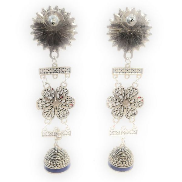 Multicolour Meenakari Floral Bead Long Jhumka Earrings - Image 2