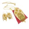 Handmade Bamboo & Fabric Long Necklace and Earring Set for Women- Red - Image 2