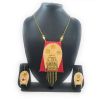 Handmade Bamboo & Fabric Long Necklace and Earring Set for Women- Red