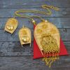 Handmade Bamboo & Fabric Long Necklace and Earring Set for Women- Red - Image 3