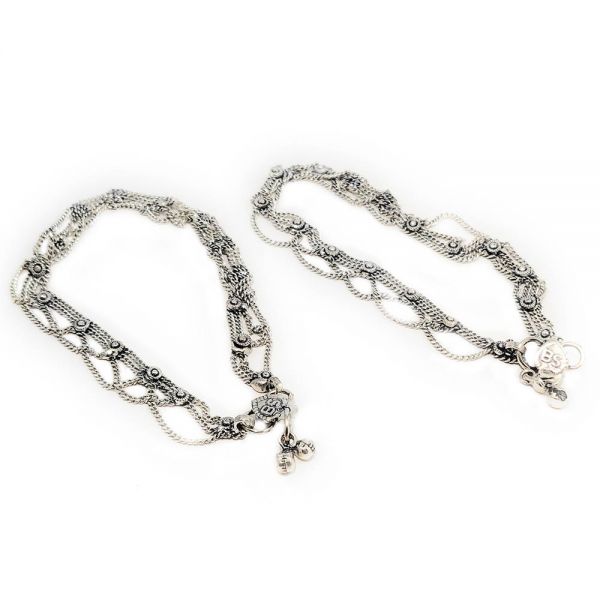 Oxidised German Silver Anklets (one pair) - size 26cm - Image 3