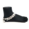 Gifts and Fashion High Polish Alloy Metal Silver Anklets with Meenakari work (one pair) - size 26cm