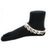 Gifts and Fashion High Polish Alloy Metal Silver Anklets with Meenakari work (one pair) - size 26cm - Image 3