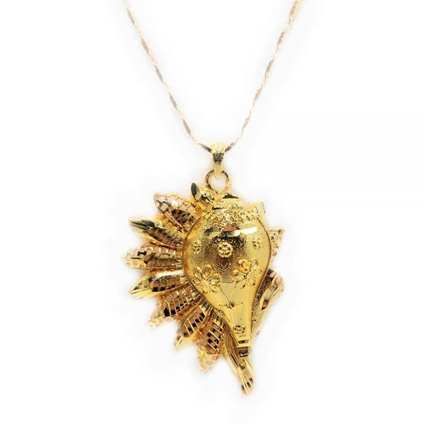 Gold Plated Conch Shell Design Pendant Necklace with Chain