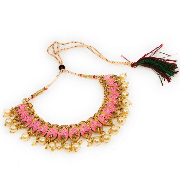 Matt Meenakari Choker Necklace and Earring Set - Image 5