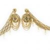 Fashion Partywear Bahubali Style Floral Dangle and Drop Earrings with Rhinestone Chain - Image 3