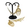Fashion Partywear Bahubali Style Floral Dangle and Drop Earrings with Rhinestone Chain - Image 4