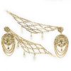 Fashion Partywear Bahubali Style Floral Dangle and Drop Earrings with Rhinestone Chain - Image 5