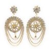 Fashion Partywear Bahubali Style Floral Dangle and Drop Earrings with Rhinestone Chain - Image 2