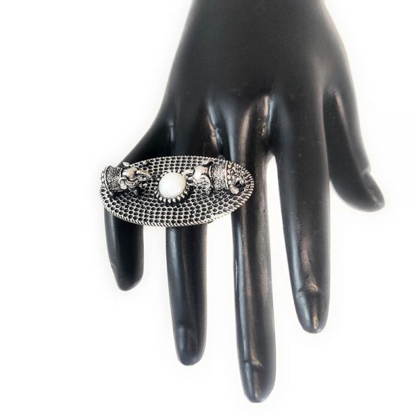 Oxidised Adjustable Elephant Finger Ring and Latkan Ring Combo for Women - Image 8