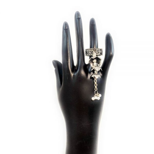 Oxidised Adjustable Elephant Finger Ring and Latkan Ring Combo for Women - Image 9
