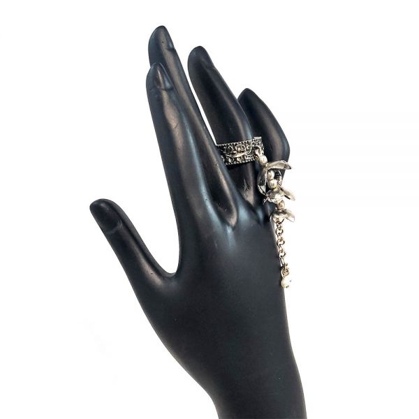 Oxidised Adjustable Elephant Finger Ring and Latkan Ring Combo for Women - Image 4