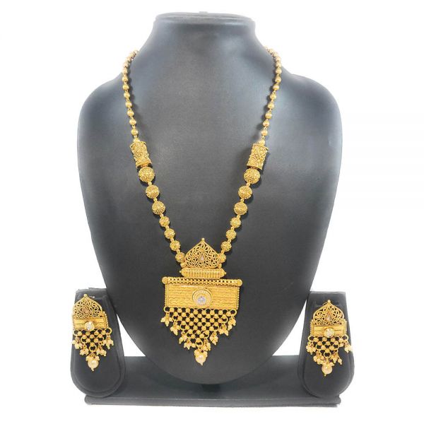 Polki Kundan Gold Plated Copper Partywear Necklace and Earring Set