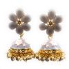 Floral Design Meenakari Crystal Big Jhumka Earrings - Image 2