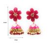 Floral Design Meenakari Crystal Big Jhumka Earrings - Image 4
