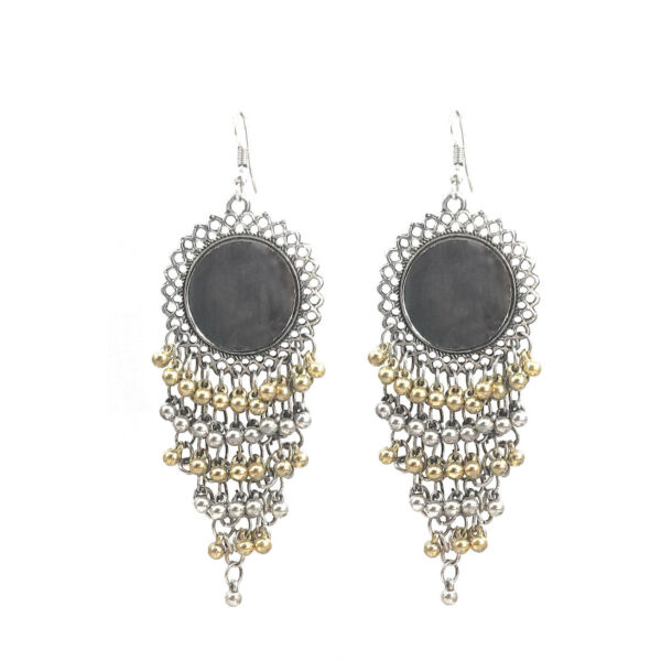 Dangle & Drop Mirror Ghungroo Earrings - Image 2