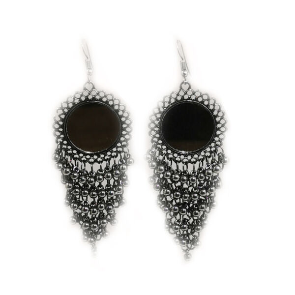 Dangle & Drop Mirror Ghungroo Earrings - Image 3